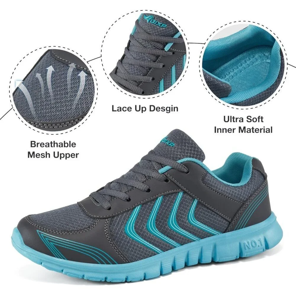 Women's Running Shoes Dark Gray Slip On Mesh Sneakers Lightweight Walking Work